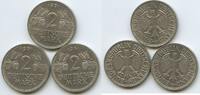 3 x 2 Mark Lot 3 Stück 1951 G Karlsruhe Bundesrepublik Deutschland BRD GS1064 - Trauben und Ähren - Germany alle Prägestätte G Vorzüglich