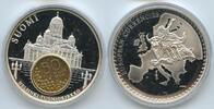 Finnland Republik Medaille mit 50 Pennia 1990 Inlay vergoldet 1994 GY1198 - Inlay-Gedenkprägung Helsinki Tuomiokirkko - European Currencies Polie...