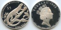 Tokelau New Zealand Territ. 5 Lima Tala (5 Dollars) Silber G0416 - Steindachner's Emo Skink - Endangered Wildlife - Elizabeth II. 1952-2022 -
