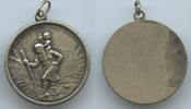 Religiöse Medaille Alte Christophorus-Medaille versilbert M3827 - Schutzpatron der Autofahrer -