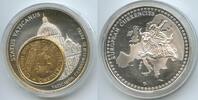 Vatikan Italien-Kirchenstaat Medaille Inlay Prägung 100 Lire vergoldet PA083 - Papst Johannes Paul II. Petersdom Rom Basilika Sankt Peter -