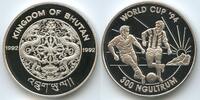 Bhutan Königreich 300 Ngultrums Silber G0080 - Fussball WM 1994 World Cup Soccer USA United States -