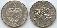 5 Pesos Silber 1981 Kuba Cuba M#5193 - Cuban Flora – Orangenblüte - Orange Blossom Unzirkuiert, leichte Patina