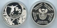 2 Rand Silber 2008 Südafrika South Africa G3062 - FIFA Fußball Weltmeisterschaft in Südafrika -World Cup Soccer 2010 Polierte Platte in Original ...