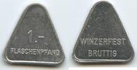 Deutschland Rheinland Wertmarke 1,- Flaschenpfand Marke Jeton G8658 - Winzerfest Bruttig - Dreieckig -