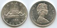 One Dollar Silber 1966 Kanada GS140 - Kanu Boot Queen Elizabath II. Canada Vorzüglich - Unzirkuliert