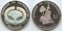 Kamerun Cameroon Silbermedaille Cellucam 16.3. 1981 PA342 - Souvenir de linauguration de Cellucam - Cellulose du Cameroun S.a. Polierte Platte, l...