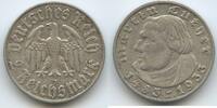 2 Reichsmark Silber 1933 J Hamburg Deutsches Reich S0087 - 450.Geburtstag von Martin Luther 1483-1933 Sehr Schön +