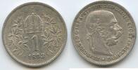 Österreich Kaiserreich 1 Corona (Krone) Silber G5782 - Kaiser Franz Joseph I. 1848-1916 Austria -