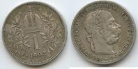 Österreich Kaiserreich 1 Corona (Krone) Silber G5791 - Kaiser Franz Joseph I. 1848-1916 Austria -