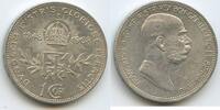 Österreich Kaiserreich 1 Corona (1 Krone) Silber G5793 - 60. Regierungsjubiläum Kaiser Franz Joseph I. 1848-1916 Austria -