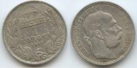 Ungarn Kaiserreich 1 Korona (Krone) Silber G5804 - Kaiser Franz Joseph I. 1848-1916 Hungary -