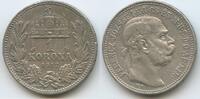 Ungarn Kaiserreich 1 Korona (Krone) Silber G5806 - Kaiser Franz Joseph I. 1848-1916 Hungary -