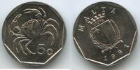 Malta 5 Cents 1991 G3180 - Maltese freshwater crab Unzirkuiert