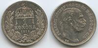 Ungarn Kaiserreich 1 Korona (Krone) Silber G5781 - Kaiser Franz Joseph I. 1848-1916 Hungary -