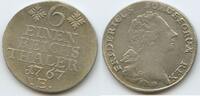 ⅙ Reichsthaler Silber 1767 E Brandenburg-Preußen M#5993 - RAR Friedrich II der Große 1740-1786 German states Sehr Schön - Vorzüglich