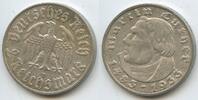 2 Reichsmark Silber 1933 J Hamburg Deutsches Reich S0411 - 450.Geburtstag von Martin Luther 1483-1933 Sehr Schön +