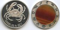 Deutschland Silbermedaille M#7323 - Sternzeichen Krebs mit Applikation -