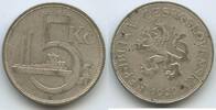 Tschechoslowakei 5 Korun Silber H0327 - Czechoslovakia Czechoslovak Republic Czech lion -