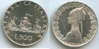 Italien Republik 500 Lire Silber M#7616 - Christopher Columbus's ships, Nina, Pinta, Santa Maria - Italy Italia -