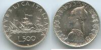 Italien Republik 500 Lire Silber M#7647 - Christopher Columbus's ships, Nina, Pinta, Santa Maria - Italy Italia -