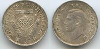Südafrika 3 Pence Silber H1435 - King George VI. 1936-1952 South Africa Zuid-Afrika -