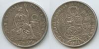 Un Sol Silber 1874 Y.J Peru M#5653 - Lima Liberty Sehr Schön - Vorzüglich