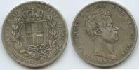5 Lire Silber 1832 P Italien Sardinien Königreich GB1198 - Carlo Alberto 1831-1849 - Genua Italy Kingdom of Piedmont-Sardinia Sehr schön, Patina