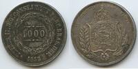 1000 Reis Silber 1853 Brasilien M#3434 - Pedro II. 1831-1889 Brazil Brésil Sehr schön , Patina