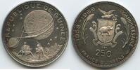 250 Francs Guinéens Silber 1969 Guinea Republik GS1122 - Erde und Mond Mondlandung Silber Proof Polierte Platte, Patina