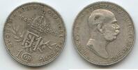 Österreich Kaiserreich 1 Corona (1 Krone) Silber G5723 - 60. Regierungsjubiläum Kaiser Franz Joseph I. 1848-1916 Austria -