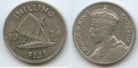 Fidschi One Shilling Silber (1 Shilling) G7552 - Boot Kanu Outrigger - King George V. 1910-1936 Fiji -