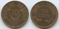 Uganda 10 Cents 1970 K188 - Elefanten-Stoßzähne Vorzüglich, Randfehler