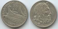 20 Drachmai Silber 1930 Griechenland H0648 - Poseidon Ship Schiff Greece Sehr schön
