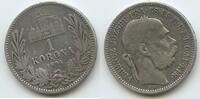 Ungarn Kaiserreich 1 Korona (Krone) Silber G5797 - Kaiser Franz Joseph I. 1848-1916 Hungary -