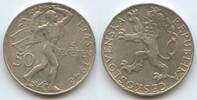 Tschechoslowakei 50 Korun Silber 1948 G8621 - 3rd Anniversary - Prague Uprising Czechoslovakia Vorzüglich, leichte Patina