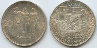 Tschechoslowakei 20 Korun Silber M#5080 - Czechoslovakia Three figures - industry agriculture business -