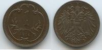 Österreich Kaiserreich 1 Heller G5576 - Wappen mit Bindenschild RAR - Franz Joseph I. -