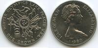 Isle of Man One Crown G0288 - Winter Olympics Lake Placid USA - Queen Elizabeth II. -