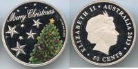 Australien 50 Cents Silber PA213 - Weihnachtsbaum - Merry Christmas Color Proof Australia -