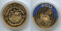 Liberia 5 Dollars G0353 - ECU 1 Euro Münze Multicolor Gold-Farbauflage -
