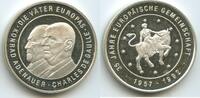 Deutschland Bundesrepublik - Frankreich Silbermedaille Die Väter Europas M014 - Adenauer & Charles De Gaulle - 35 Jahre Europäische Gemeinschaft -