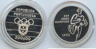 Portugal 200 Escudos Silber GS942 - XXV. Olympic Games Barcelona Läufer Proof -