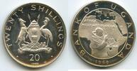 Uganda 20 Shillings Silber 1969 GS1093 - Visit of Pope Paul VI. Papstbesuch Polierte Platte, Patina