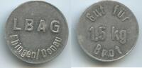 Deutschland Baden-Württemberg Brotmarke Wertmarke Jeton Token T096 - LBAG Ehingen/Donau Gut 1,5 Kg Brot -