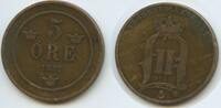 Schweden 5 Öre (5 Øre) G15616 - Oscar II. 1872-1907 Svergie Sweden -