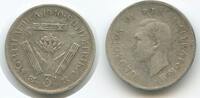Südafrika 3 Pence Silber G3144 - King George VI. 1936-1952 South Africa Suid-Afrika -