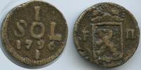 Luxemburg Belagerung 1 Sol G7706 - SEHR RAR Franz II. Siege Coinage -