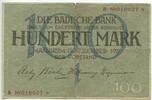 Deutsches Reich Baden 100 Mark GB017 - Badische Bank Mannheim RAR Paper Money Germany -