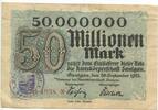 Deutsches Reich Weimar 50 Millionen Mark GB311 - Banknote Amtskörperschaft Saulgau Notgeld Paper Money -